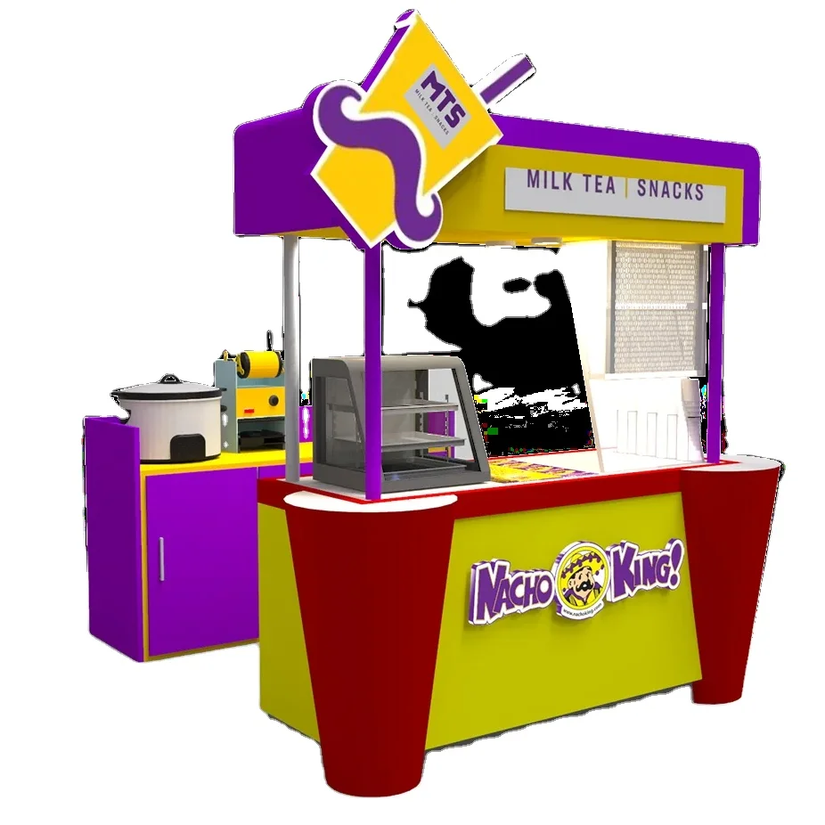 Retail Snacks Food Cart Custom Food trolley Milk Tea Booth Street Display Vendor