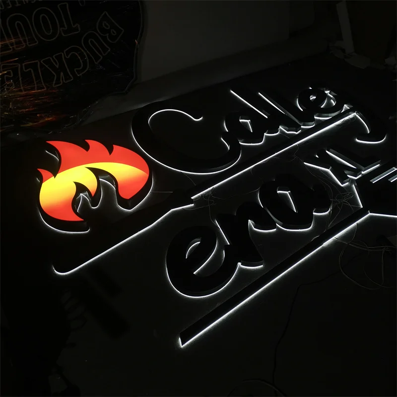Professional customized shop name design board 3d stainless steel backlit led letter sign