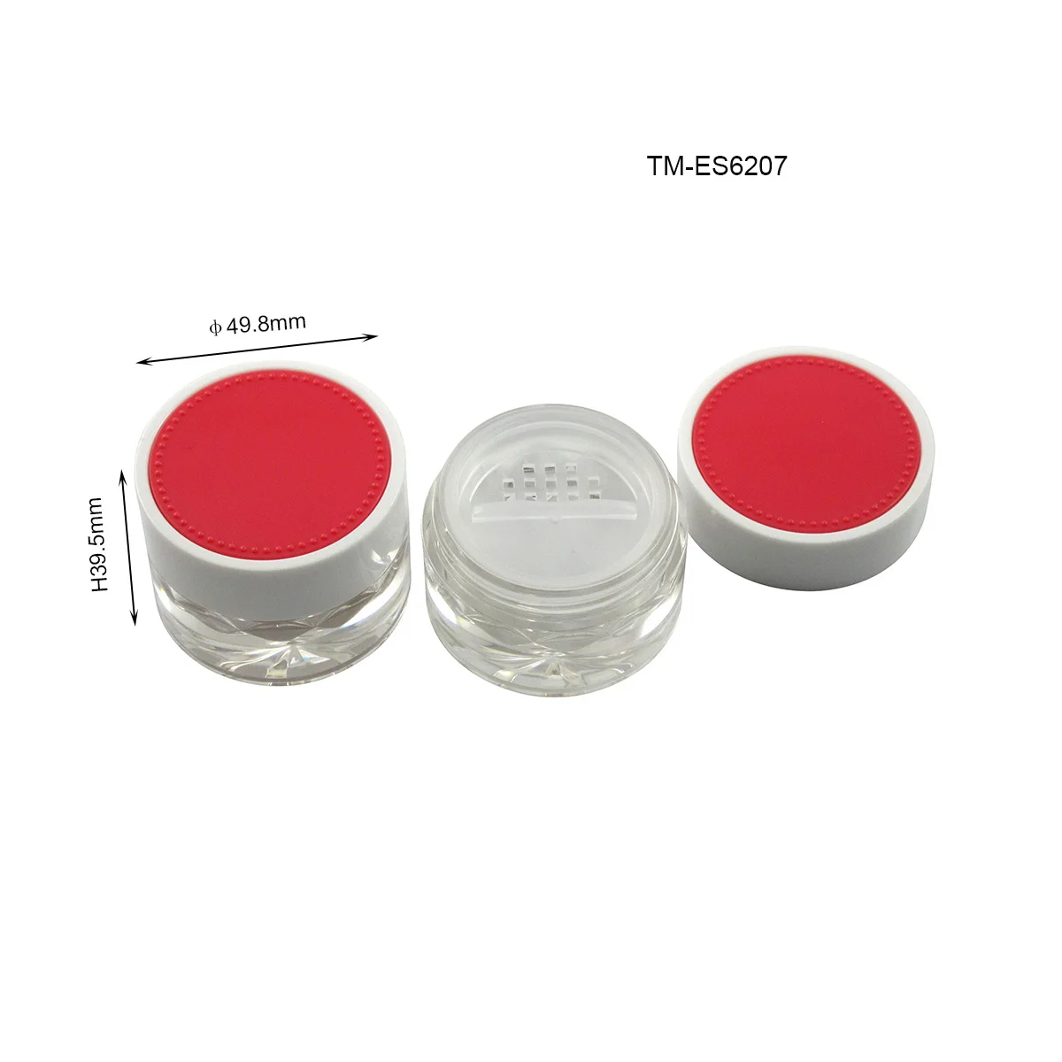 TM-ES6207 15g loose powder case double sieve powder jar empty plastic loose powder jar with sifter