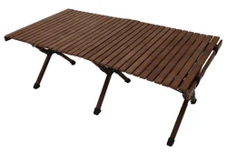 Outdoor Leisure Furniture Camping Wood Folding Roller Table