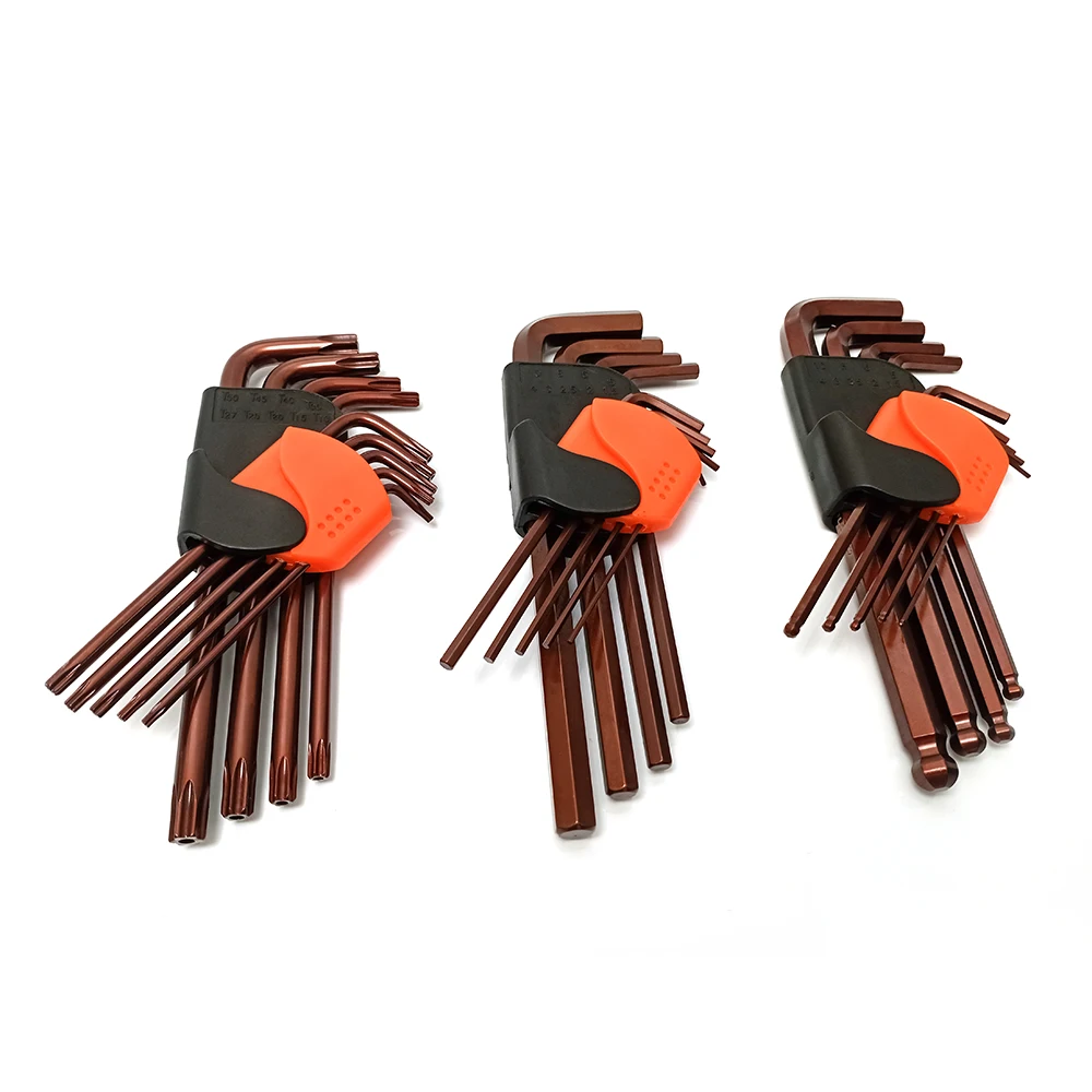 9pcs high quality  durable crv steel metric size hex key allen wrench set