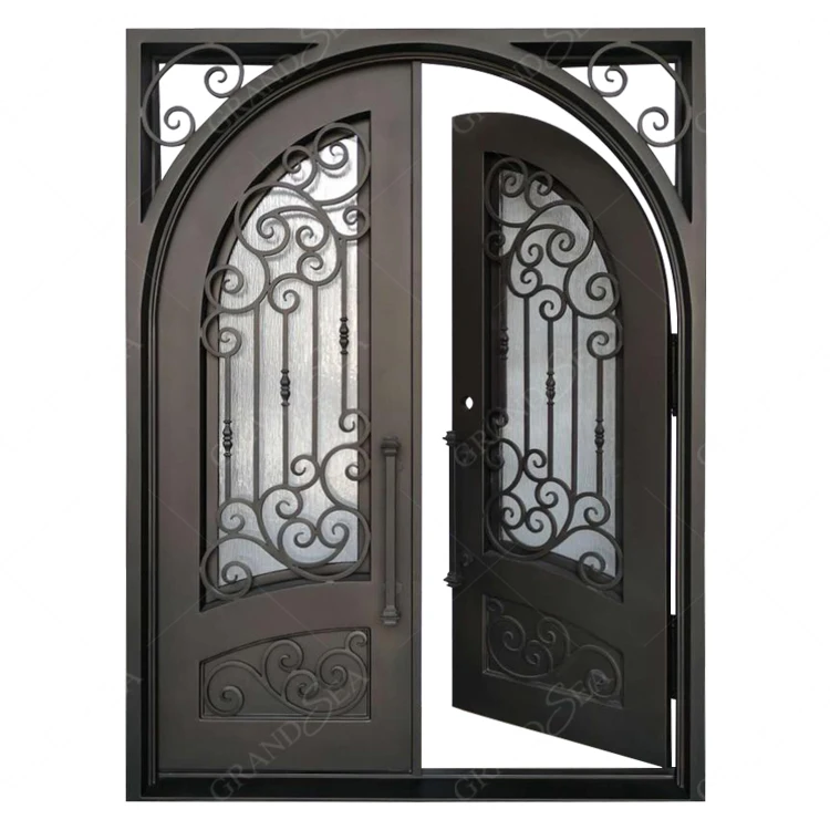 Durable Quality Luxury Design No Rust Wrought Iron Door for Villa Exterior Front Door