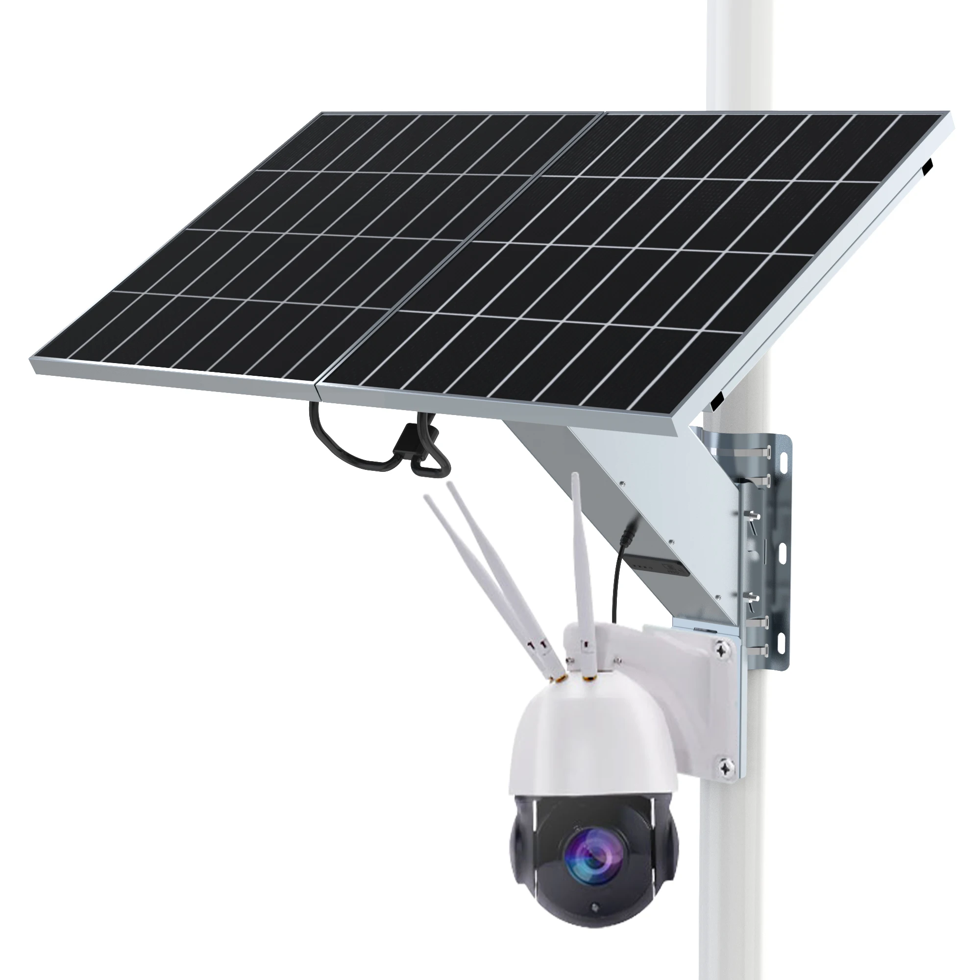 TecDeft 8MP FUD Sound Detection Network Camera with 200W  solar panel battery human tracking 30x zoom solar outdoor cctv camera