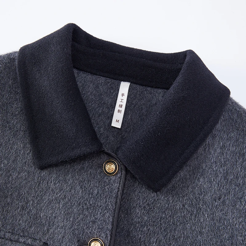 Women 2024 autumn New Fashion Blend short Blazer Coat Vintage Long Sleeve Female Outerwear Chic Femme