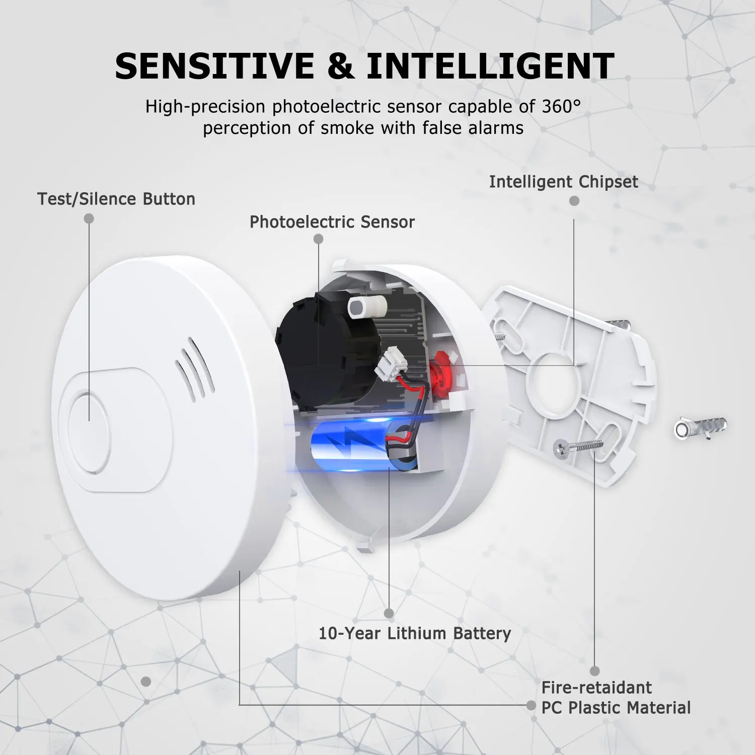 Manufacture Factory Supplies VDS3131 Sample Plastic Approved 10 years sealed battery powered smoke alarm
