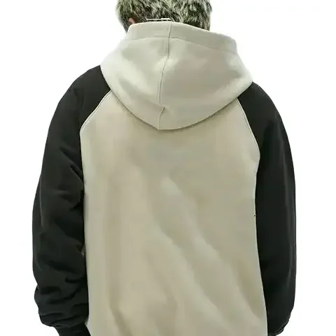 Custom Logo Color Block Sleeve Print Oversized Cotton Unisex Color Matching Mens Pullover Two Tones Hoodie