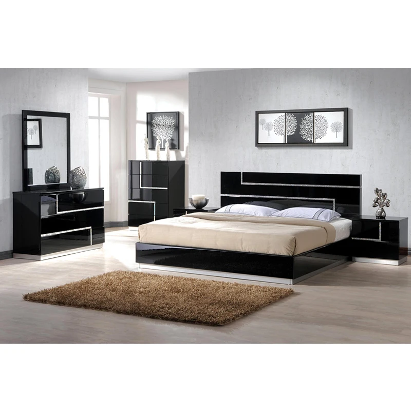 China Wooden frame Material bedroom sets Home hotel furnitures Queen size double Beds