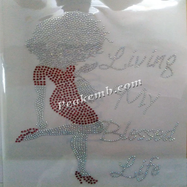 Shining Hotfix Rhinestone Motif Birthday Queen High Heel Rhinestone Transfer For Cloth