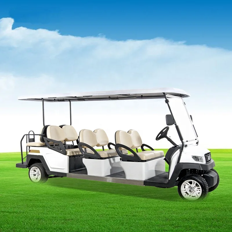 Popular 6 8  seater 48V high class golf car with LED lights lifted or non lifted suspension with rear flip-flop seats AC 5KW