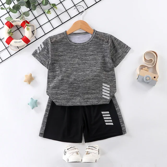 Kids tracksuits summer sport clothing suits Quick Dry short sleeve T-shirt and shorts pants set children boys sports/gym wear