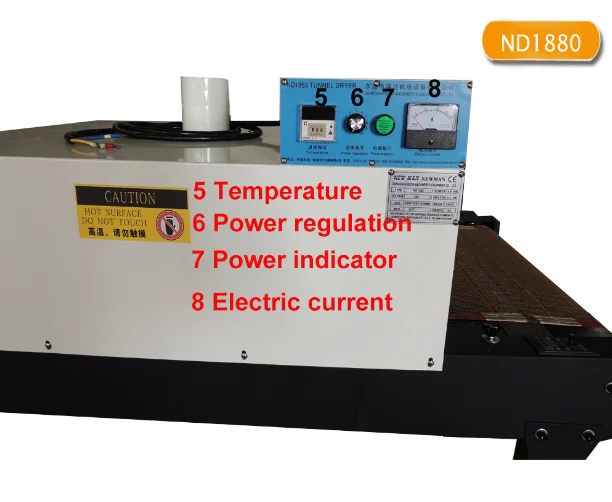 Tunnel dryer ND1880  100*80cm heating area IR conveyor belt dryer quick uv dryer WIth temperature control for T shirt