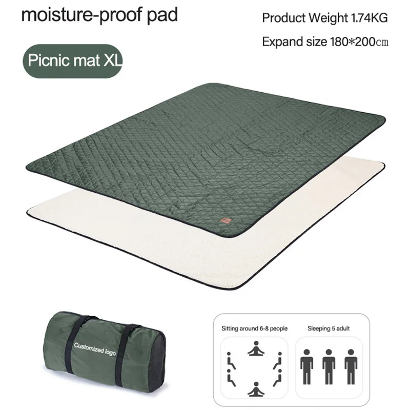 2 In 1 Outdoor Fit 4-6 Adults Waterproof Beach Mat Large Foldable Picnic Mat