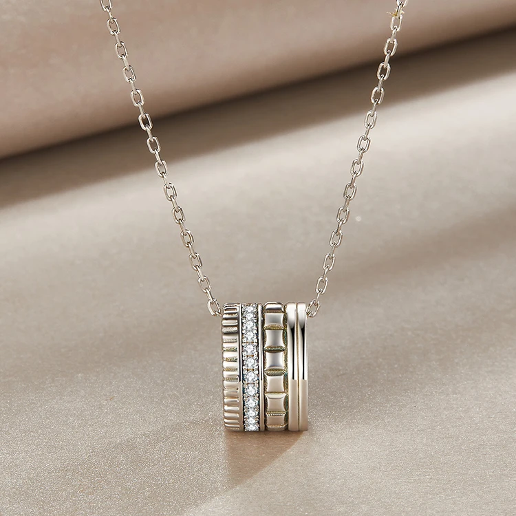  Jewelry Sets Necklace Ring 925 Silver Cubic Zirconia Round Circle Pendant