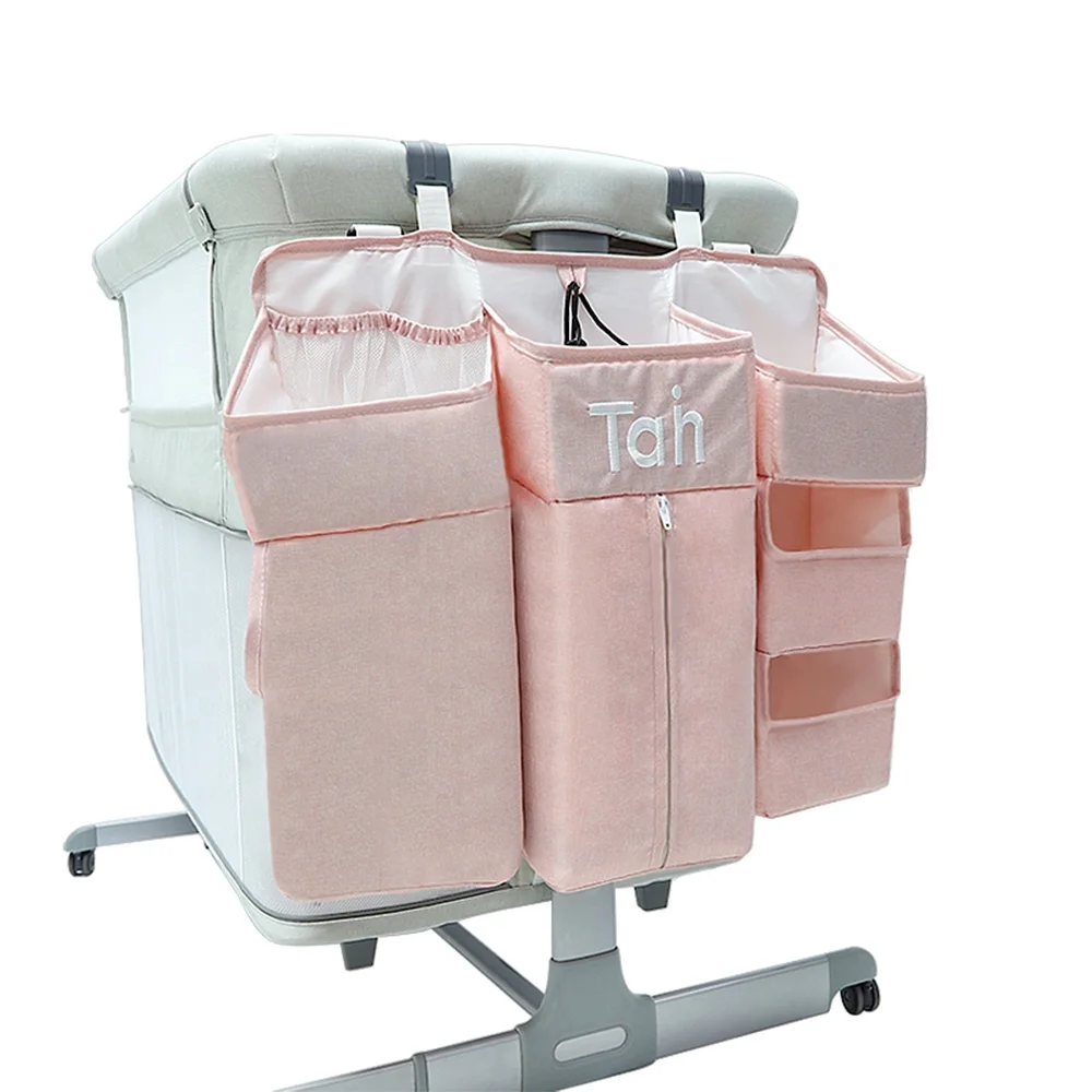 
Wholesale Fashion Foldable Waterproof Baby Newborn Diaper Caddy Storage Bag Baby Cot Bed Room Crib Baby Organizer 