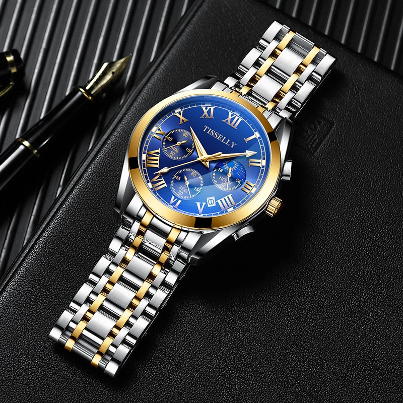 Wholesales Strap Luxury Mens Watches Luminous 30M Waterproof Chronograph Quart Watches Men Wrist