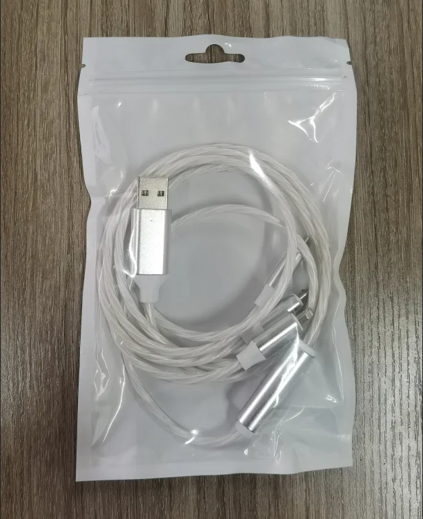 
Factory 3-in-1 Charging Flow Luminous Lighting Cable Charger Wire Led Micro USB Type C With Type Android IOS 1 meter 