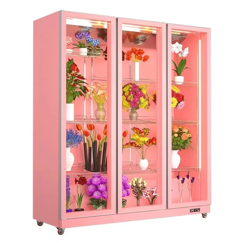 4-Door 1700L Remote Type Showcase 5 Layers Full Size Cabinet With Led Light Glass Display Chiller Beverages Beverages Store Use