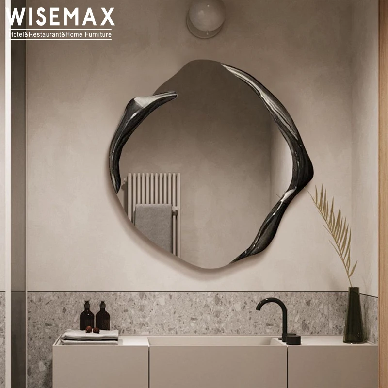 WISEMAX FURNITURE Light luxury design makeup table mirror wooden frame home decor irregular wall hanging mirror set living room