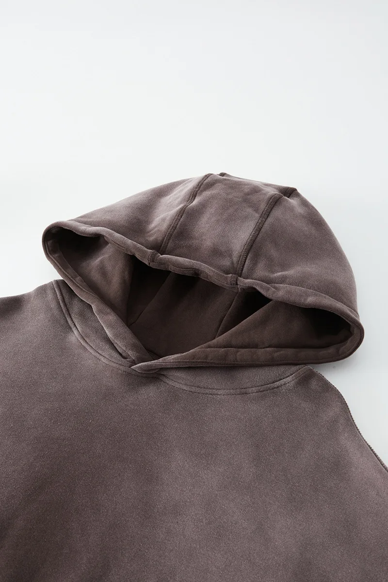 Custom wash water vintage splicing to make old hoodie casual spray painting 380g fleece loose hoodie coat