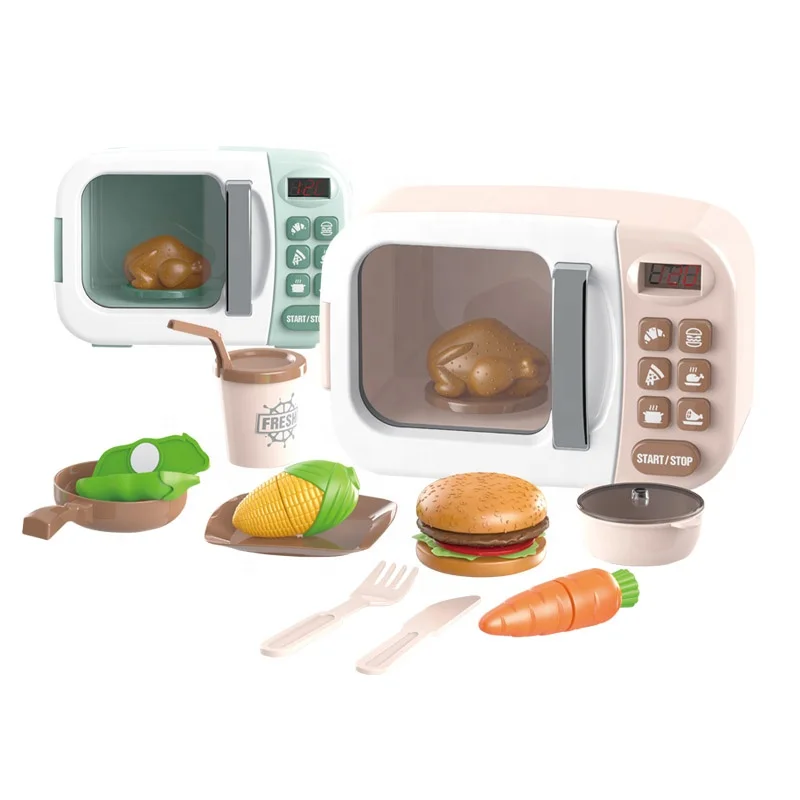 Pretend Play Miniature Kitchen Toy Set Kids Cooking Small Home Appliance Microwave Oven