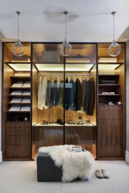 Balom 2024 customized luxury designs  walk in closet wardrobe with glass door and led light