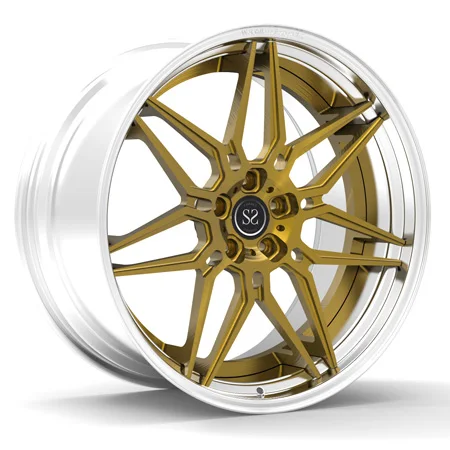 Gold Brush Spokes Forged 2 Piece Wheels for Glc 20inch Rotational Polish Stepped Lips  Custom Rims