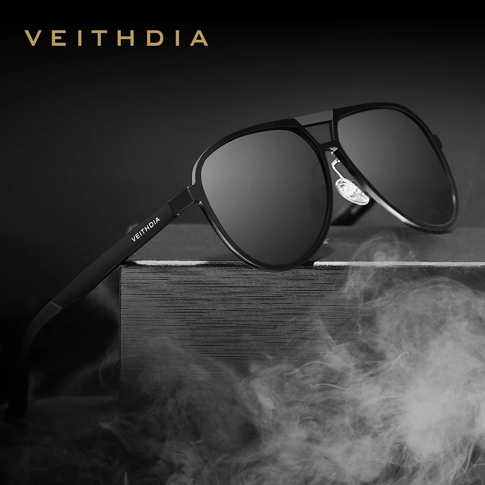 VEITHDIA 6850 новые 2024 дизайнерские солнцезащитные очки с большой оправой UV400 пилотные поляризованные солнцезащитные очки оптом для мужчин