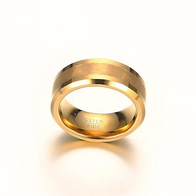 Кольцо Amiee ювелирные изделия оптом 8 мм 18K позолоченные вольфрамовые мужские обручальные кольца