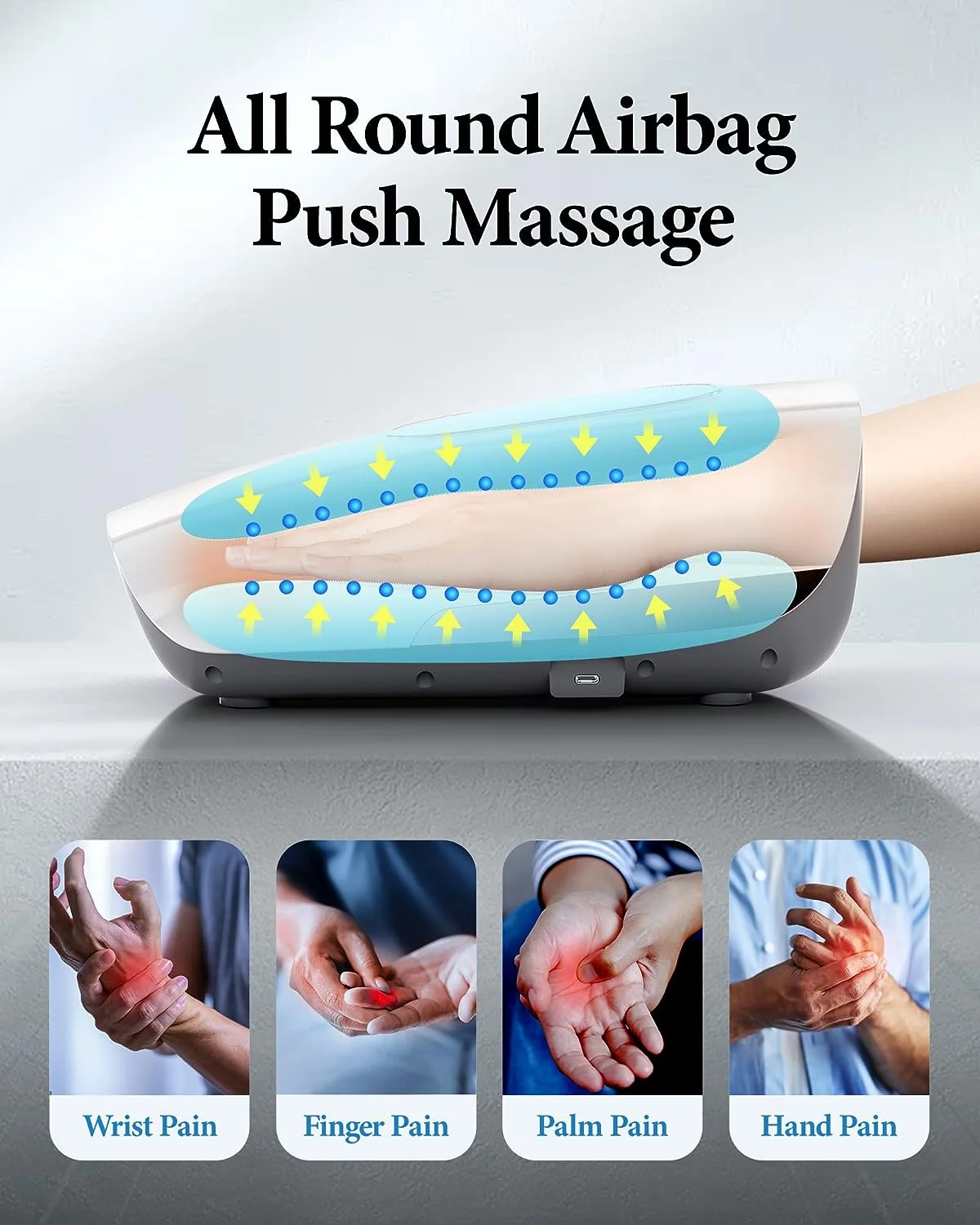 personal cordless electric mini shiatzu barber hand massager device vibrator machine for arthritis  with heat compression