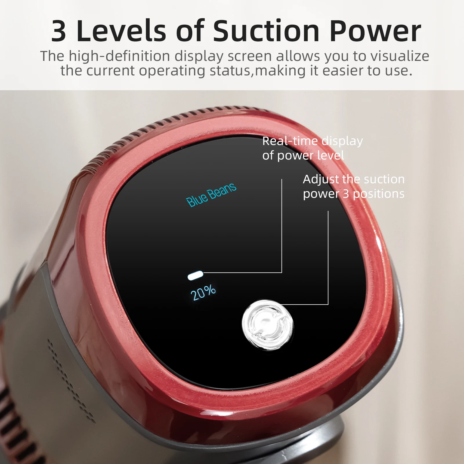 household dry strong suction cyclone 450w BLDC motor cordless handheld stick vacuum cleaner with screen and light