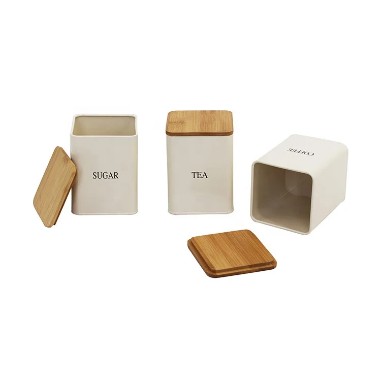 Metal Iron Bread Box and 3-Piece Sugar Tea Coffee Containers Sets Storage Bread Bin Canister Set for Kitchen