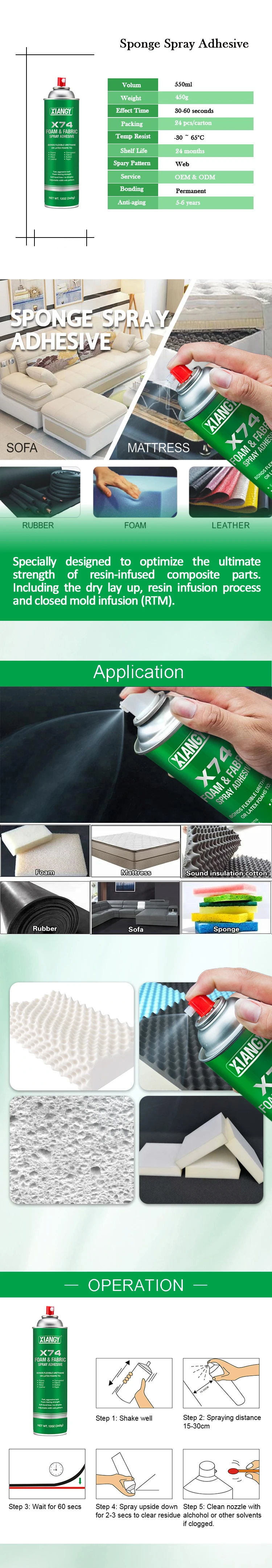 X74 SBS Adhesive Spray Foam Spray Glue for Mattress