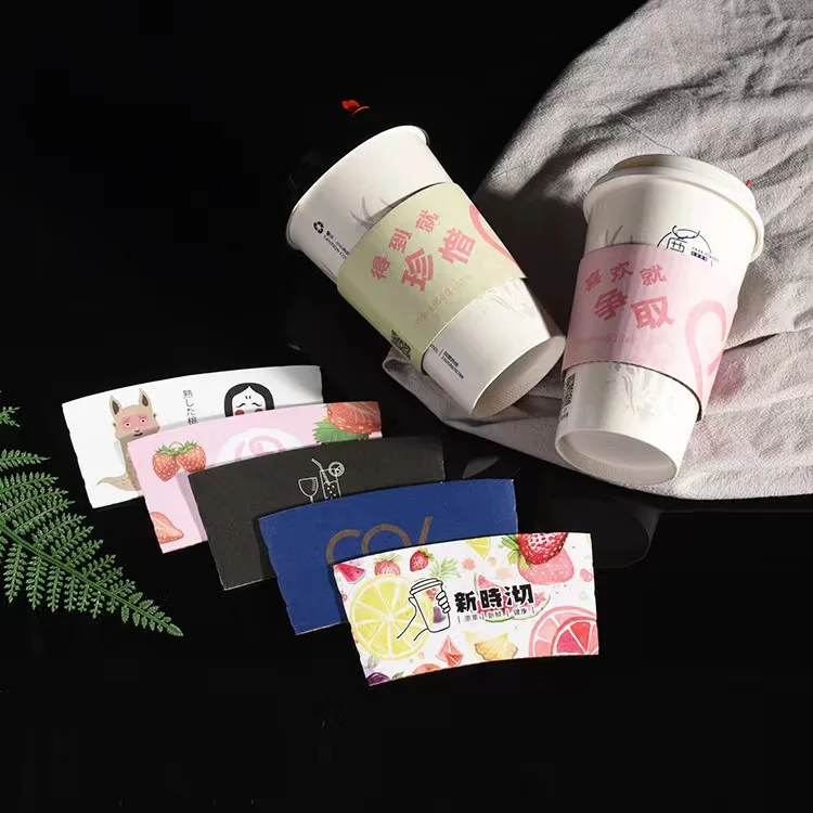 Custom Cold Drink Milk Hot Chocolate Cappuccino Packaging 210ml 200ml Bio Degradable Disposable Coffee Paper Cups with Sleeve