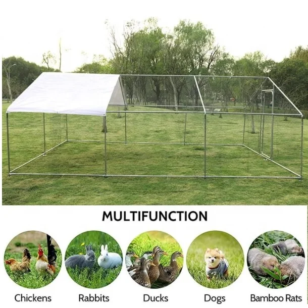 Large Metal Chicken Coop Backyard Hen House Cage Run Outdoor Cage