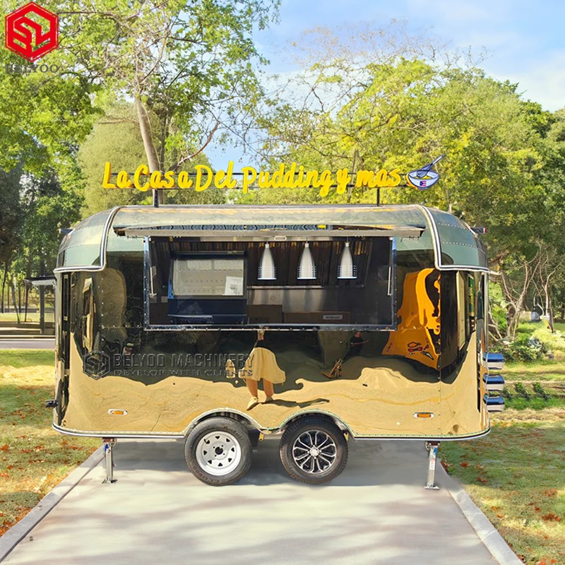 Quality Airstream for Pizza BBQ and Seafood Mobile Sales with LED Sign and High Performance Concession Trailer