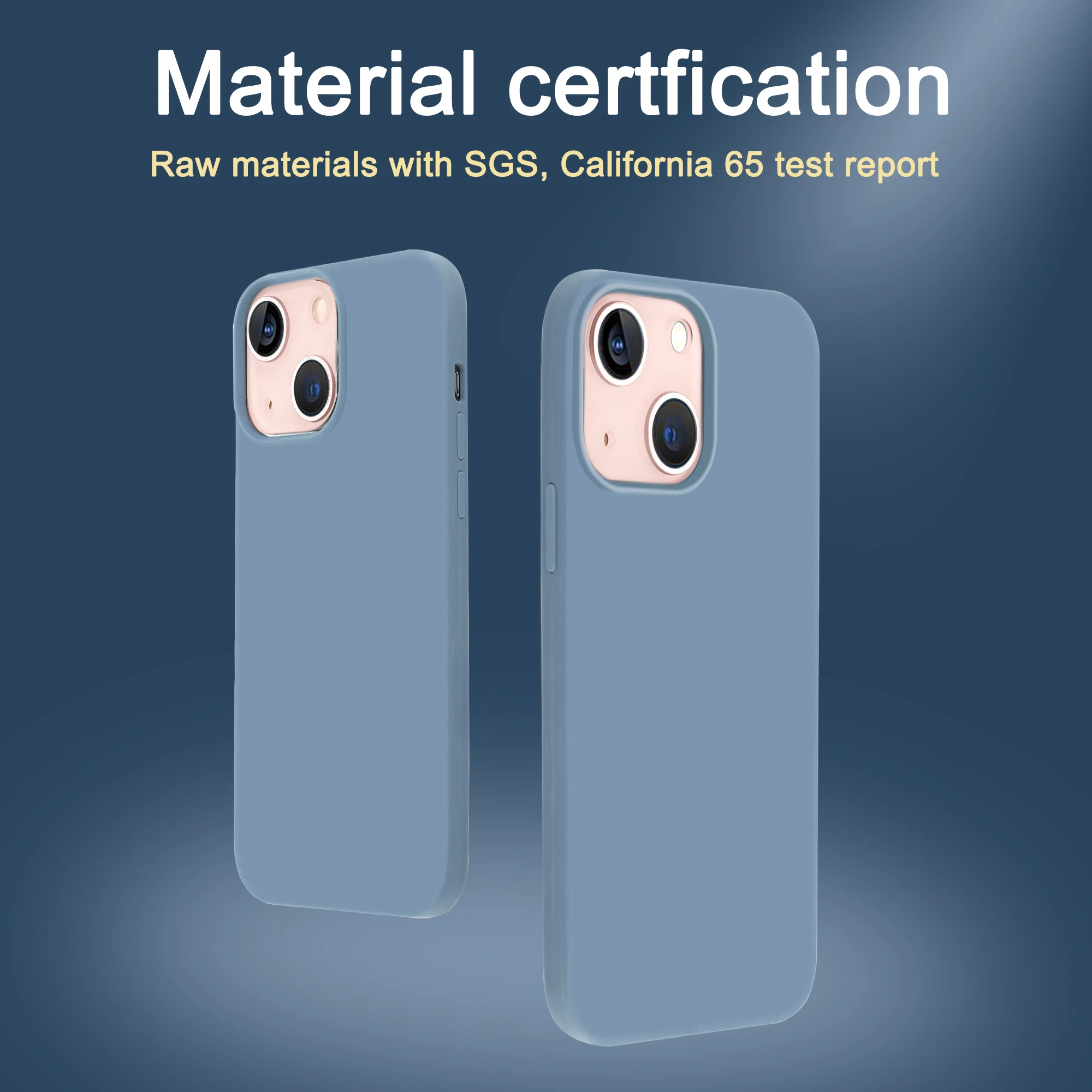 5.4 Inch Light Blue Silicone Shockproof Silicon Protect Case Cover Waterproof Soft Protective Phone Cases for iphone 13 Mini