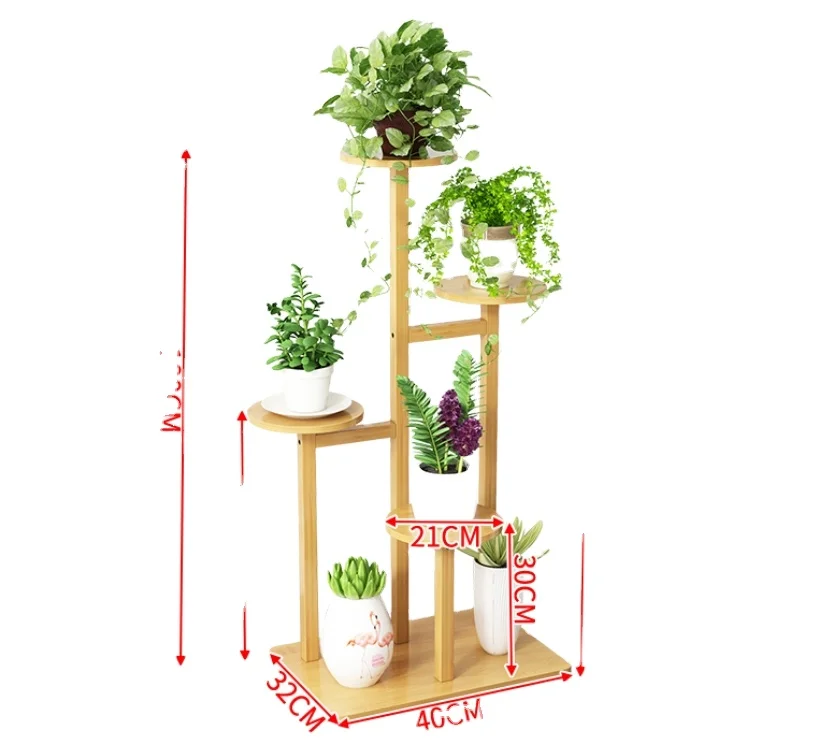 Hot sale bamboo flower wooden outdoor pot stand garden art decor flower plant  holders for garden