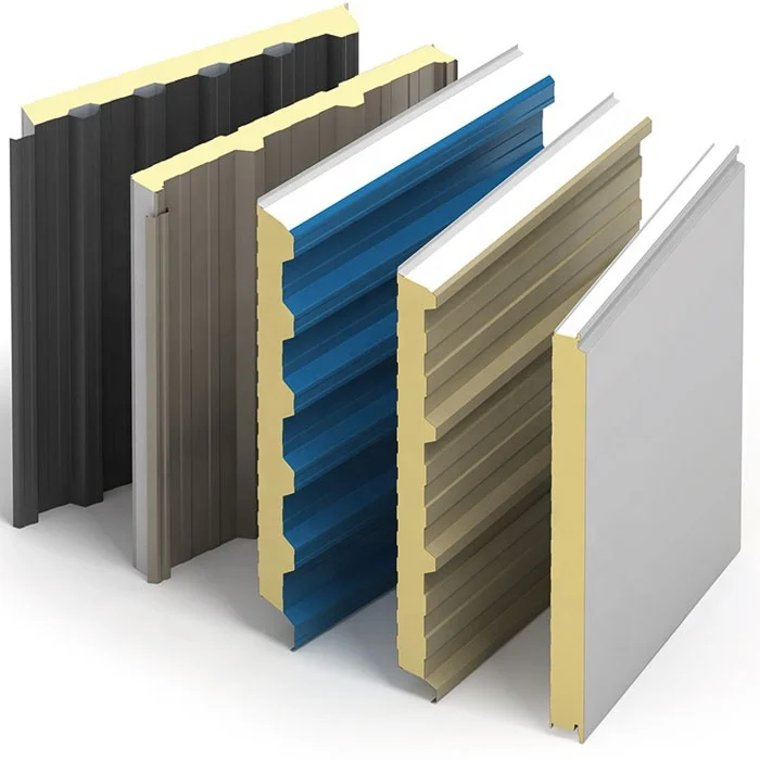 Fireproof 50mm 75mm 100mm Thickness EPS PU Rock Wool Glass Wool Sandwich Panel Color Steel Insulated