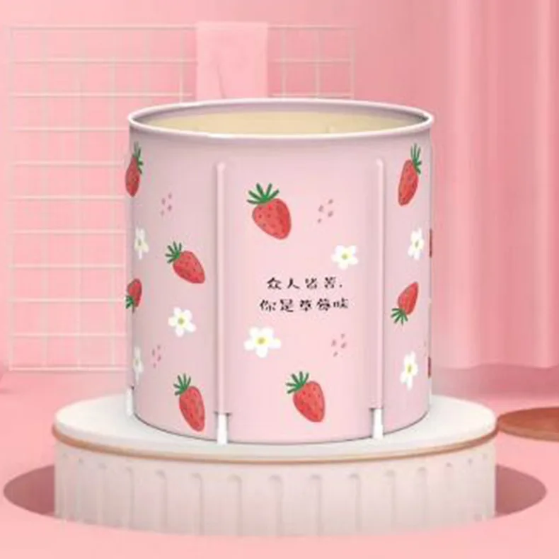 Portable Folding Bathtub Thickened Lightweight Sturdy Peach skin Insulation Pool Bathtub for Family Use