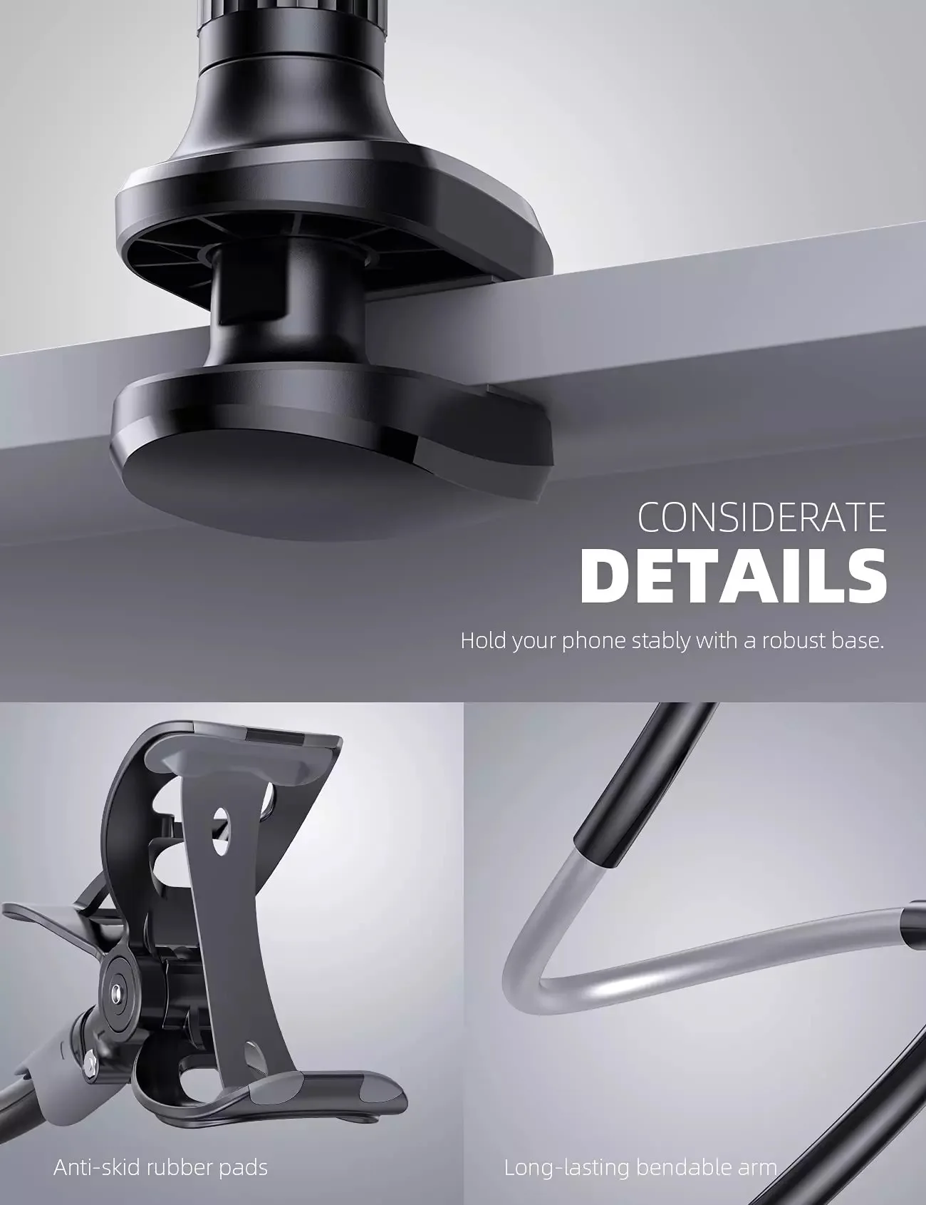 Wholesale Goose Neck Phone Stand Adjusting Cell Phone Holder Swivel Bed Mobile Phone Holder