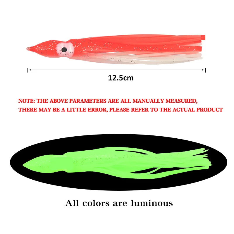 TOPIND 20 colorful lure squid octopus beard soft bait 12.5cm/4.2g with luminous boat fishing bait