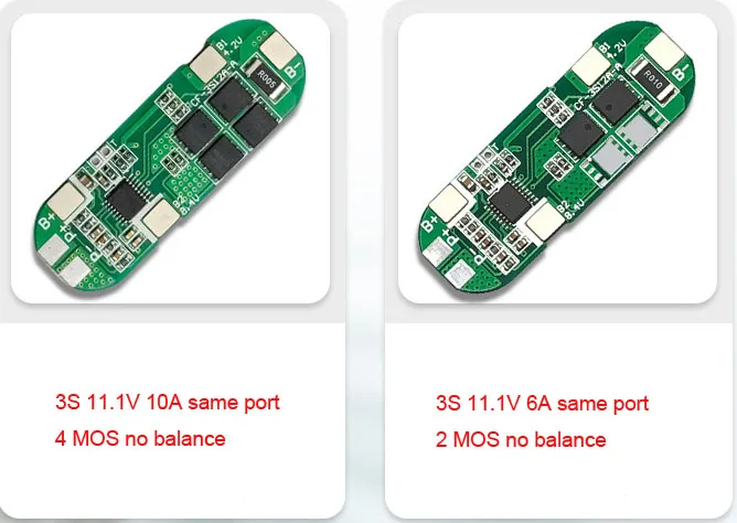 BMS 3S 6A 10A 11.1V 12V 12.6V 18650 Lithium Battery Protection Board PCB PCM 3S 6A BMS with same port
