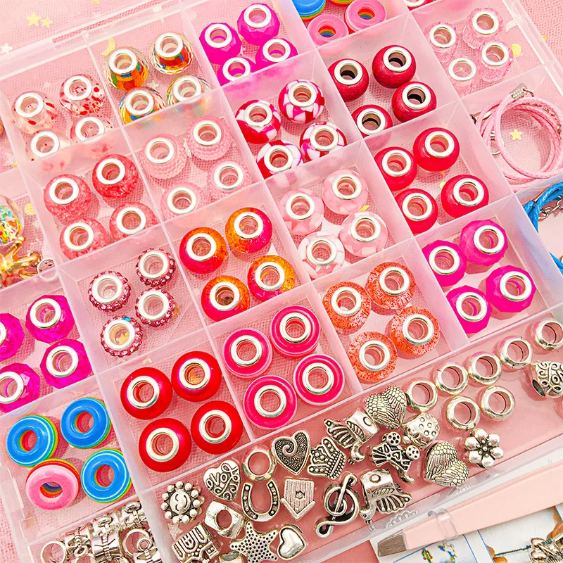 218PCS DIY Charm Bracelet Making Kit Including Jewelry Beads, Snake Chains for Children Girls Teens Age DIY Bracelet Box Set