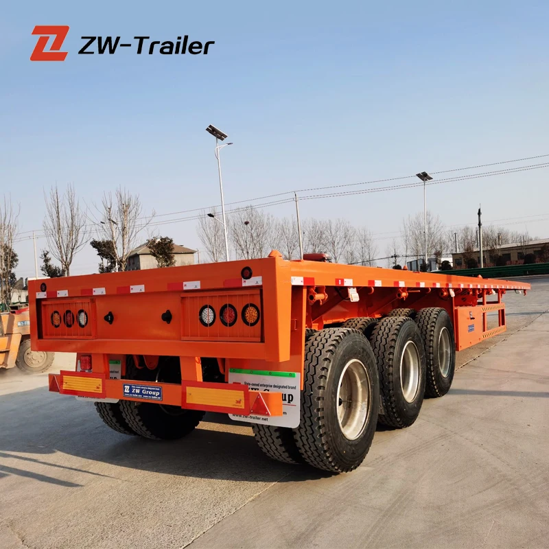 ZW Group 4-Axle 70ton Shipping Container Semi Trailer flatbed semi trailer for Saudi Arabia
