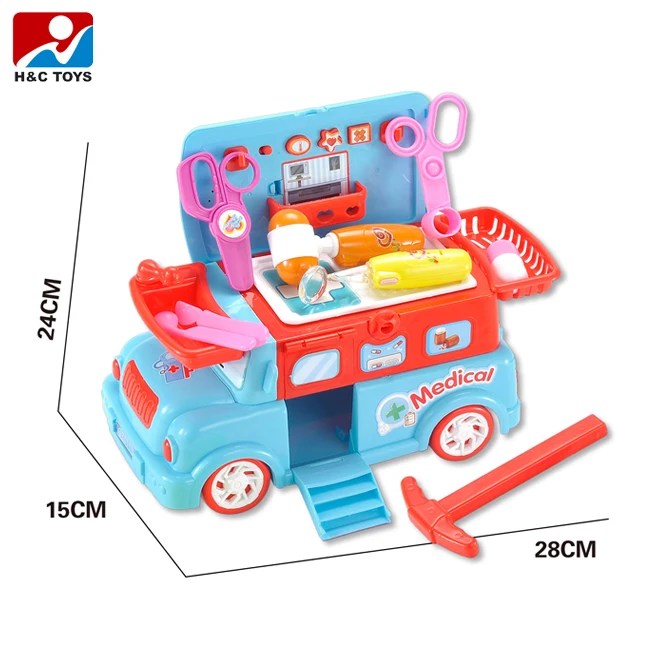 Pretend play doctor car plastic mini medical instruments kits toys kids doctor cart toy HC536692