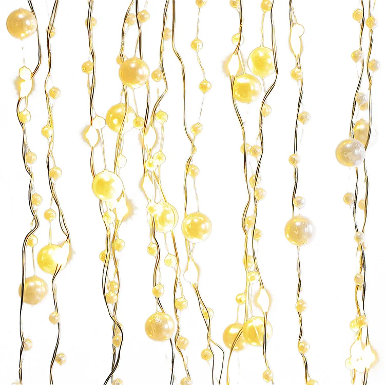 10FT Outdoor LED White Bead Chain String Lights for Christmas Decoration