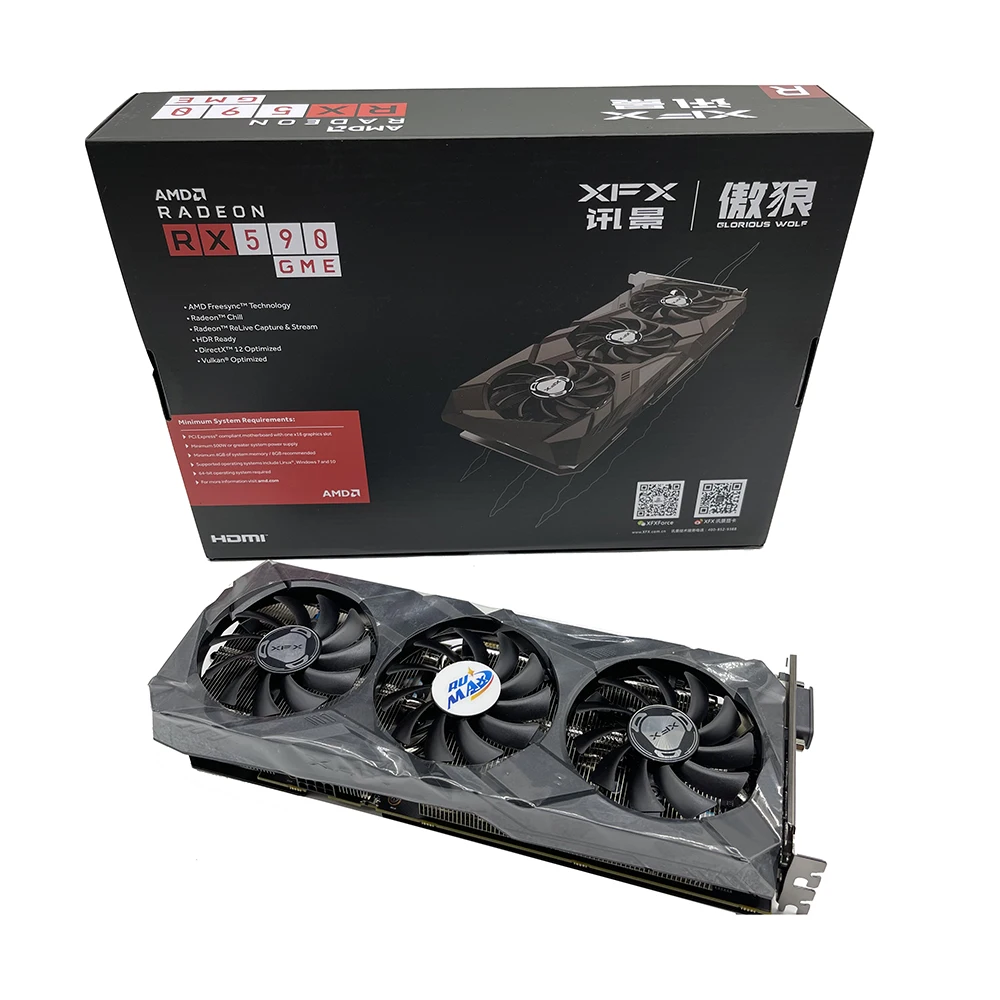 Rumax Brand New XFX RX590 8GB Triple Fans GPU Graphic Card Video Card