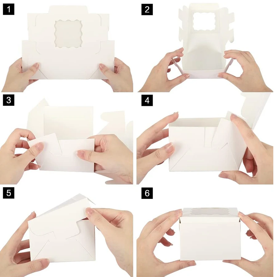 Custom 4x4x2.5 Inches White Bakery Boxes with Window Small Treat Boxes Mini Cake Boxes for Dessert or Pastry and cookie