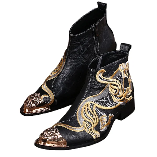 Bottes Botas De Altas Hombre Motocross Ankle Boots  Mens Office Formal Men Dress+Shoes Leather Shoes For Men Shoes Italian