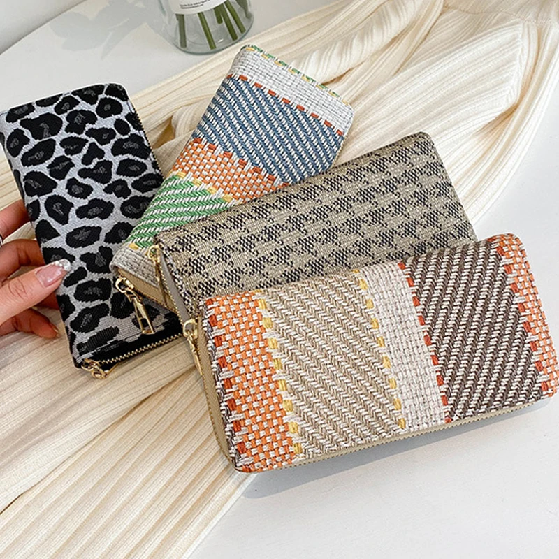 Недорогие женские роскошные кошельки и держатели bolsos para mujeres мобильные льняные для карт сумки женщин 2023 корейский большой вместимости